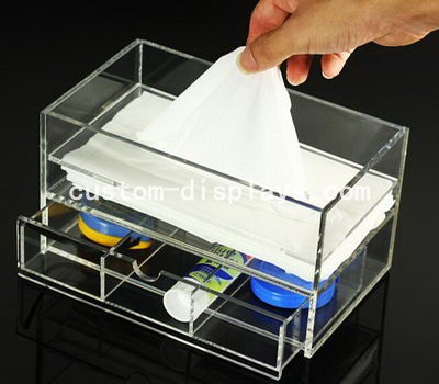 Acrylic tissue box with drawer CAB-008