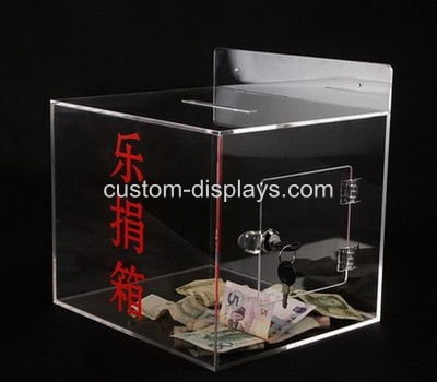 Clear donation box with lock CAB-018