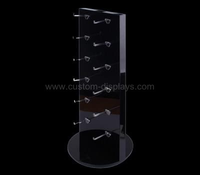 Black acrylic pegboard display stand