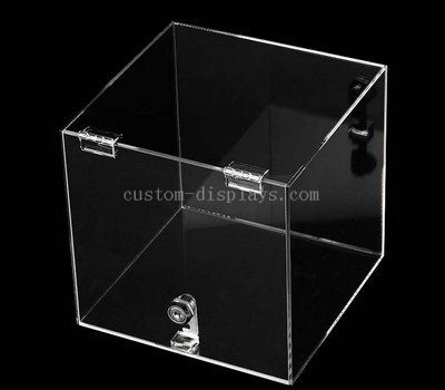 Lockable acrylic box with hinged lid