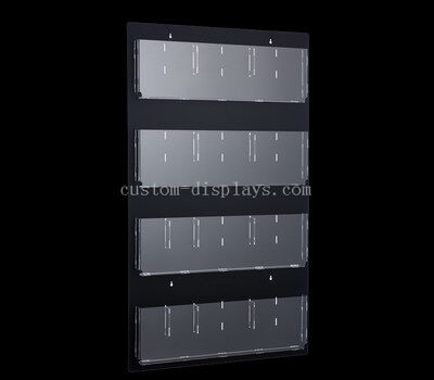 Wall mounted acrylic magazine rack with adjustable pockets