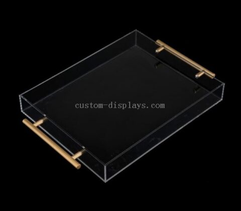 Custom Acrylic Lucite Serving Tray with Metal Gold or Silver Handles