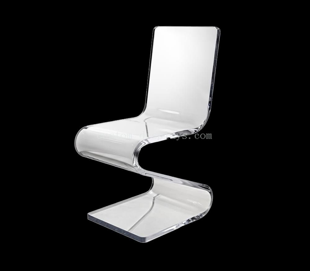 Chaise en forme de Z en acrylique transparent personnalisé