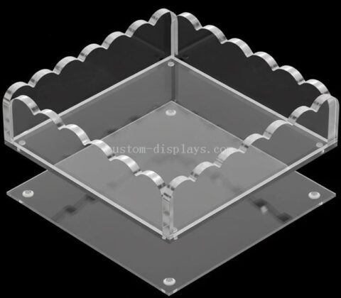 Plateau acrylique festonné en lucite personnalisable avec cadre photo magnétique mat