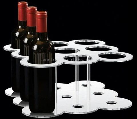 Custom Modern Transparent Acrylic Wine Rack Stand