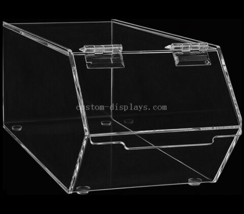 Bac de stockage alimentaire en acrylique transparent personnalisé avec couvercle à charnière