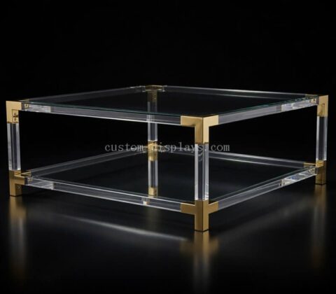 Luxury Acrylic Coffee Table with Gold Brass Corners