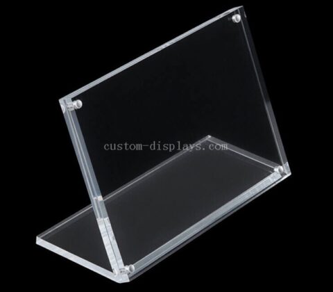 Porte-enseigne de table en acrylique transparent en L avec aimant personnalisé