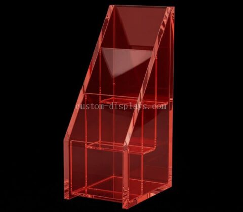 Custom Clear Red Acrylic Tiered Pamphlet Dispenser