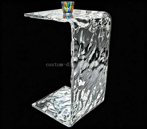 Water-Ripple Clear Lucite End Table