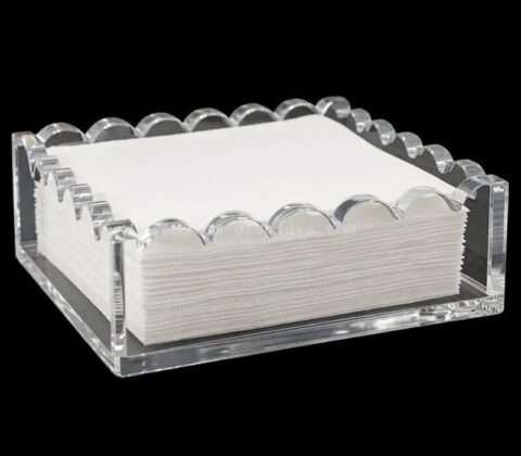 Portapañuelos de acrílico transparente con bordes festoneados, venta de fábrica