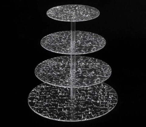Elegante soporte para tartas de acrílico texturizado de 4 niveles, ideal para bodas y fiestas