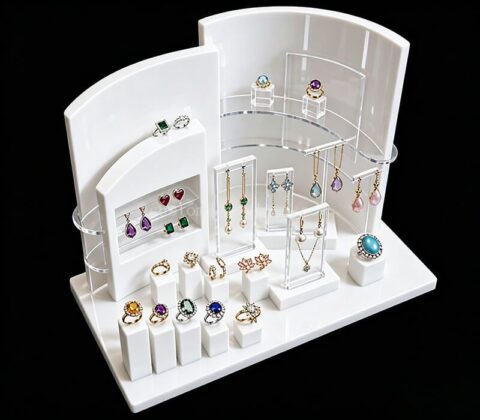 White Acrylic Jewelry Organizer Stand