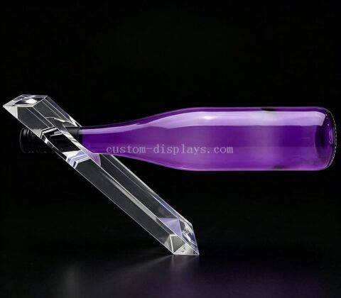 Soporte para vino de acrílico transparente con corte geométrico tipo cristal