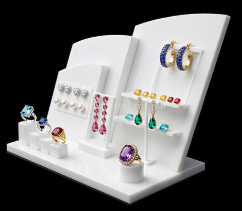 White Acrylic Jewelry Display Stand for Rings & Earrings