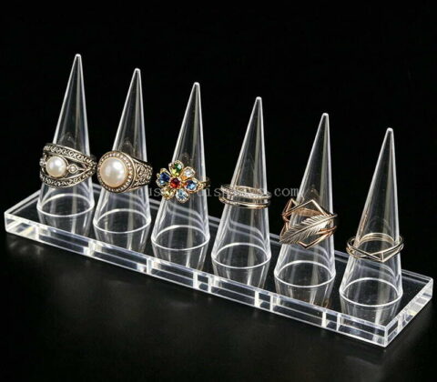 Expositor de anillos de acrílico transparente con 6 conos